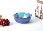 Electroplating Luster Gold Rim Lead Free Glass Bowls Irregular Salad Serving