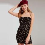 2018 Adjustable Spaghetti Strap Floral Print Vacation Dress Bodycon Mini Dress