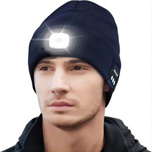 China Men Women Teens Christmas Presents Bluetooth Headphones Hat With Headtorch factory