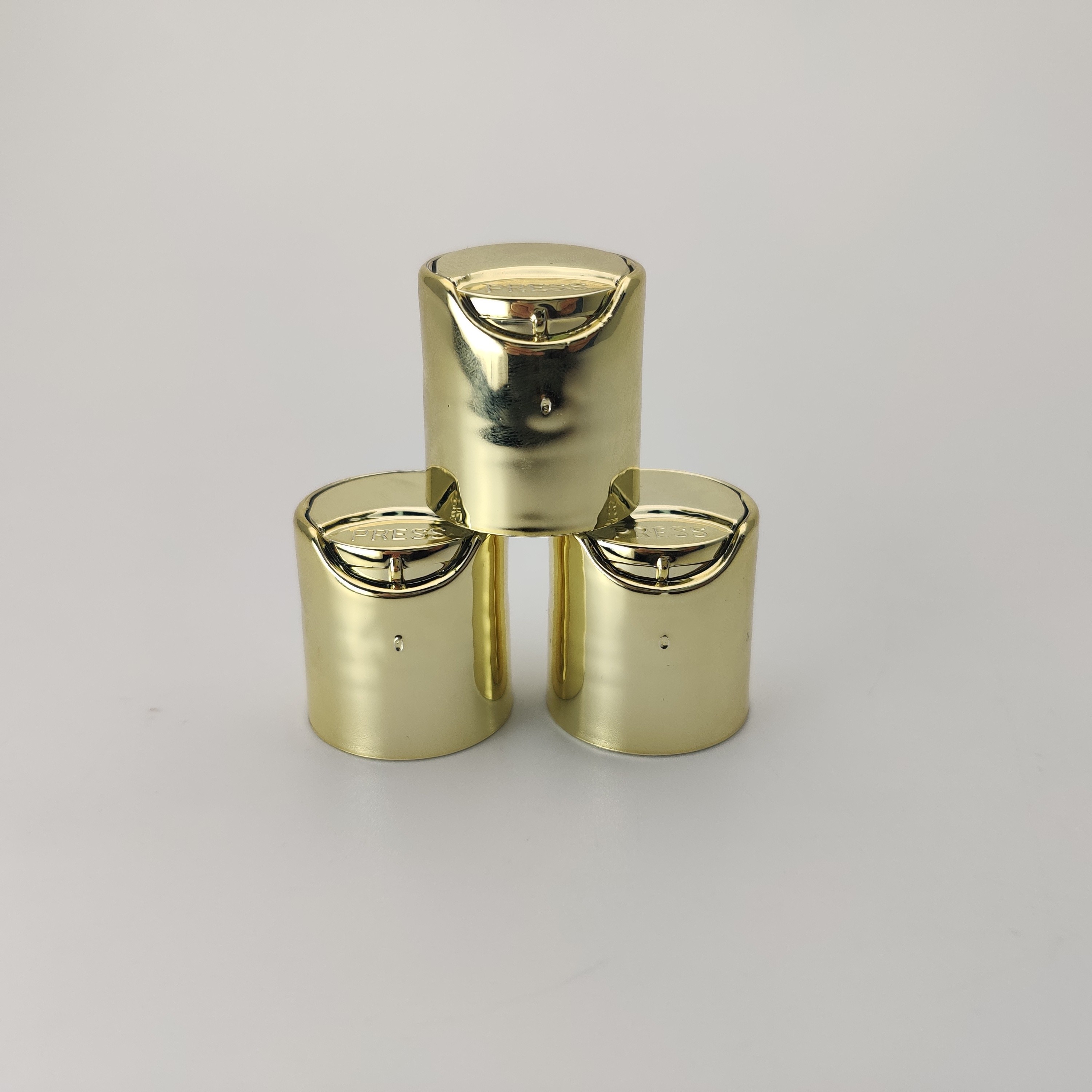 Electroplated Golden PP 20mm Disc Top Cap For Plastic Bottle
