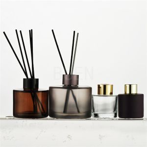 Empty Glossy Glass Aroma Diffuser Bottle Matte Frosted Black Diffuser Refill