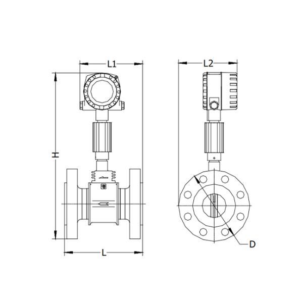 LCD 2m/S DN300mm IP67 42VDC RS485 Vortex Flow Meter
