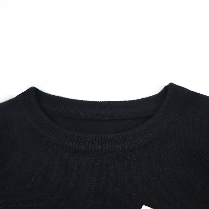 Long sleeve Patch Design Winter Cotton Jersey stitch strip ribbed Pullover Kid Children Knitted sweater