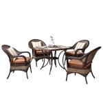 Brown Aluminum Poly Rattan Non Toxic Outdoor Table Chairs