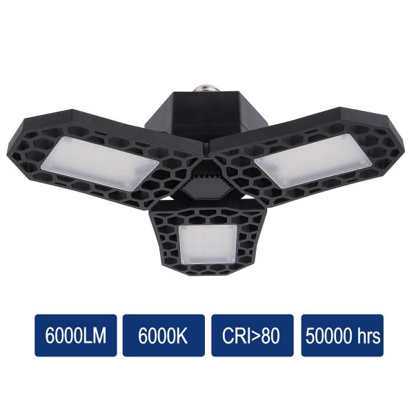 LED Garage light High lumen 30W 40W 50W 60W Highbay 8000lm adjustable 3 panel