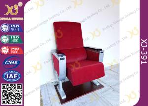 China Aluminum Base Soild Wood Armrest Double Writing Table Auditorium Seating Chairs factory