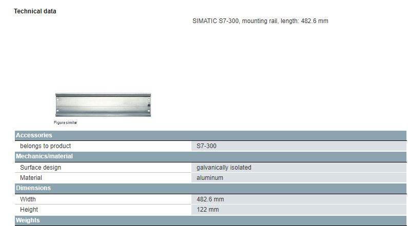 6ES7390-1AE80-0AA0 Siemens SIMATIC S7-300 Mounting Rail Length: 482.6 Mm Original PLC Products