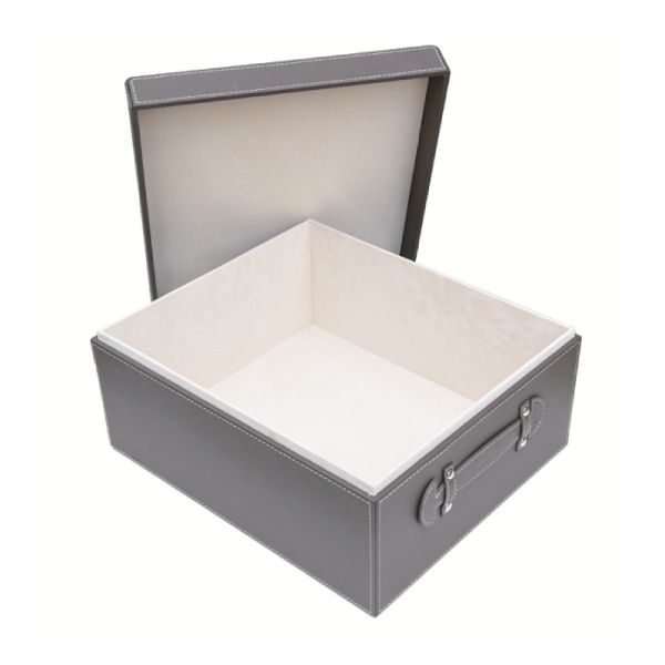 MJMFHD DG-H004 Decorative Storage Boxes, Faux Leather Fabric Lidded Organizer