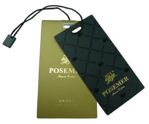 China Gold / Black Personalized Garment Custom Printed Hang Clothing Tags Silk Screen Printing on sale