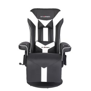 China Office/Home Gaming Chair with Cup Holder and Footrest in White Racing Style Leather factory