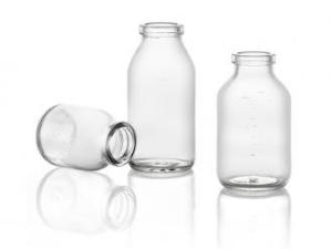 China Easy Open End Sealing Type 50ml Clear Infusion Glass Bottle With 32mm Neck factory