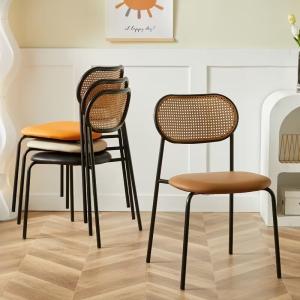 China OEM ODM Nordic Cane Dining Chair Black Rattan Dining Room Chairs factory