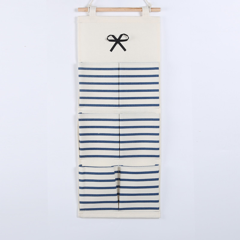 Puting hanging storage bag pockets organizer door wall chest holder customized red blue stripe