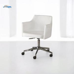 China Modern Upholstered Swivel Task Chair with Flared Arms for Home Office in White factory
