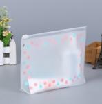 Beautiful Clear Vinyl Bag , Frosted Plastic Toiletry Bag With Artwork