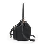 18cm 22cm Ladies Black Cross Body Bag Lace Up Nylon Shoulder Handbag