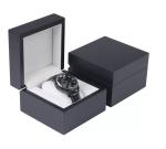 Customized Black Matte Single Watch Boxes Pu Leather Square Wooden