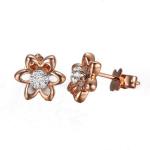 Fashion 18K Rose Gold 0.14 Carat Diamonds Flwoer Stud Earrings for Women Gift