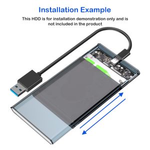 2.5" SATA to USB 3.0 Adapter with Type-C Transparent HDD Enclosure