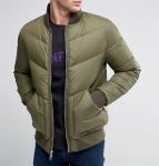 Big Size Winter Down Bomber Jacket , Slim Fit Nylon Flight Jacket Dry Clean