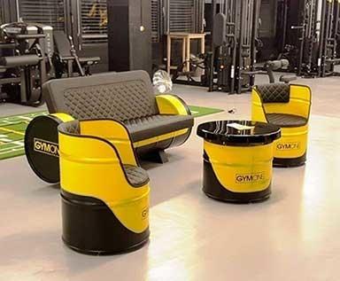Customized Metal Furniture Oil Drum Dining Table Restaurant Round Coffee Side