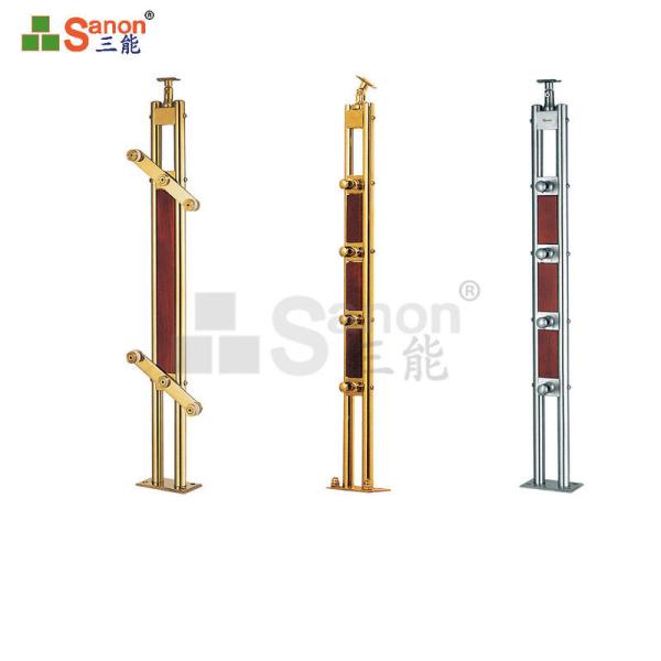 Golden Stainless Steel Guardrail Round Rectangle Railing Vertical Load