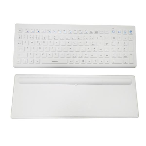 China Ergonomics Silicone Wireless Medical Keyboard 106 Keys With Back Pad factory