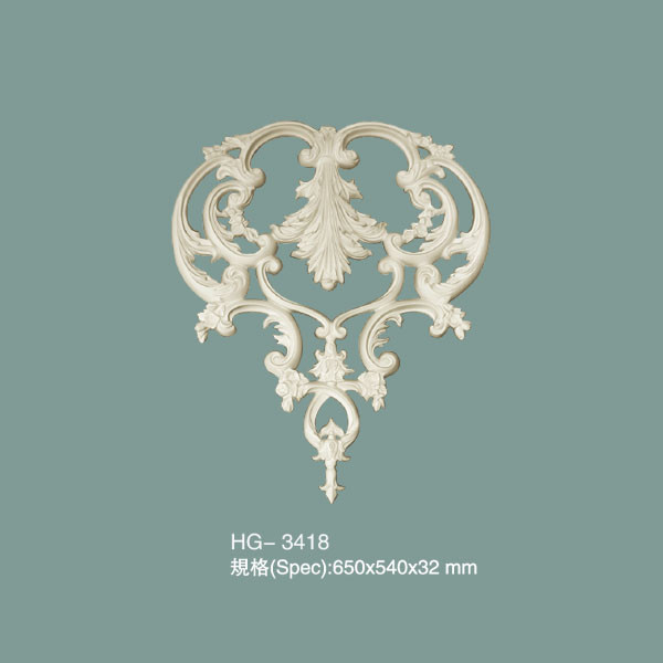 China Decorative Wall Ornamental Moulding Polyurethane Decor Onlay Scroll HG-3418 factory