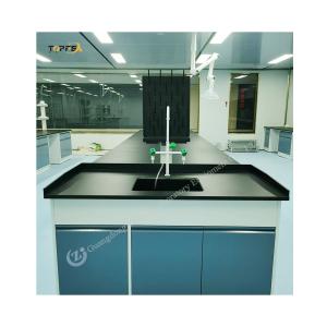 China Blue Finish Lab Island Work Tables Steel Wood 1500*850mm factory