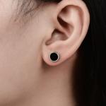 Titanium steel oil unilateral round dumbbell Style stud earrings for women men