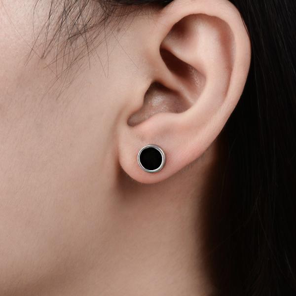 Titanium steel oil unilateral round dumbbell Style stud earrings for women men