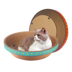 China Durable Round Cardboard Cat Bed Bowl Shape Corrugated Cat Scratching Pad 700g factory