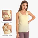 Multi Straps Cross Back Sports Bra Cool Breathable Yoga Tank Top With Removable