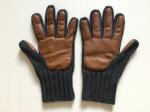 Outdoor Activities Winter Gloves For Men , Warm Knit Gloves With Leather Palm