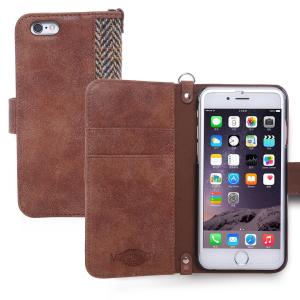 China Brown Iphone 6 6s Wallet Case Harris Tweed Premium Fabrics 4.7 Inch factory