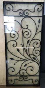 China 8X8 MM Front Iron Doors With Glass Inserts Wrought Iron Erosion Resistance 1.8m factory