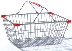 China Steel Supermarket Hand Shopping Basket / Hand Held Shopping Baskets Storage factory
