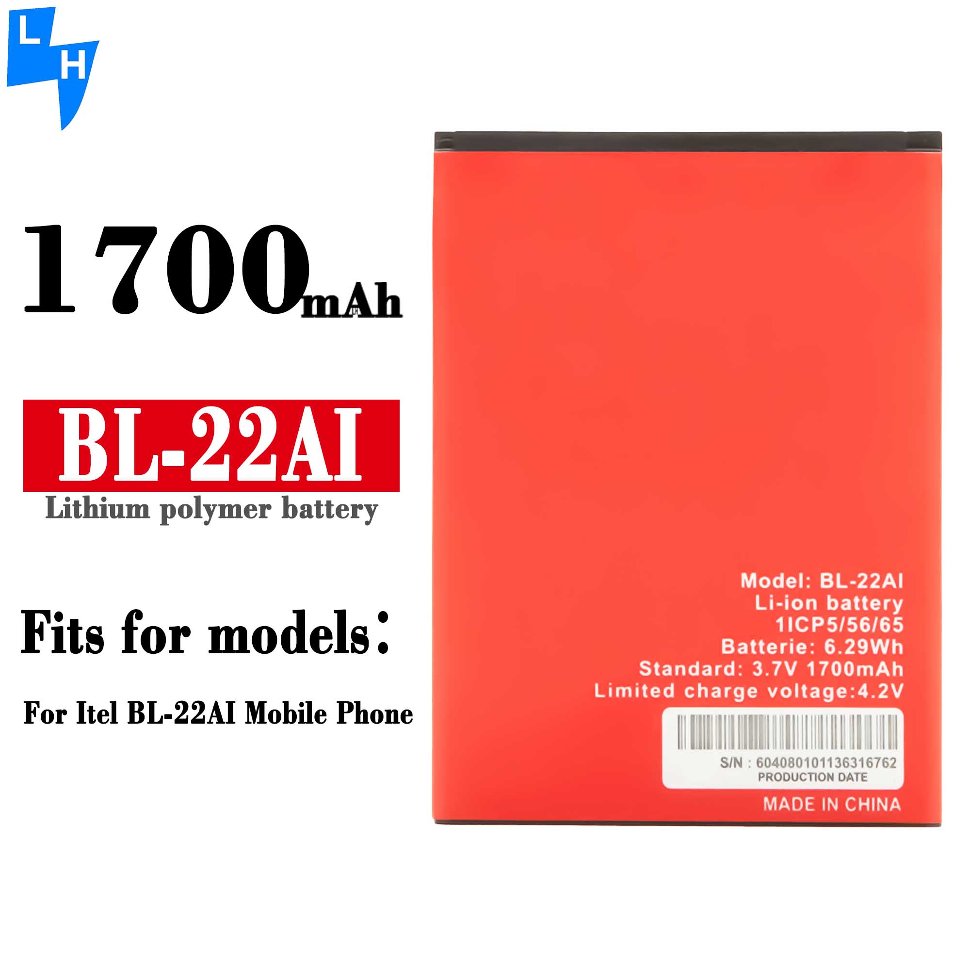 Double IC Protection BL-22AI 1700mAh OEM li-ion mobile phone battery for itel batteries