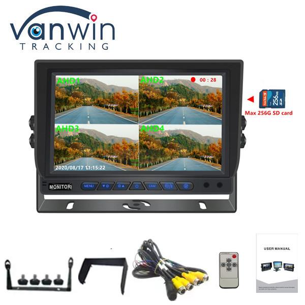 7 inch 1024*600 AHD Monitor Quad Display Car Truck Security Camera System With