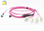 OM4 8F Fiber Optic Patch Cord MPO SC Fiber Optic Fanout Cable