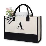 Canvas Tote Monogram Custom Travel Bag For Teacher Mother Birthday