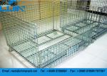 Zinc Finish Wire Mesh Cages With Foot Brakes / Castors Rigid Rolling Metal