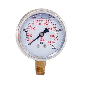 China 2.5 Inch 350 Bar Glycerin Liquid Gauge Stainless Steel Pressure Gauge 1/4'' NPT factory