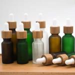 Essential Oil Frosted Bamboo Dropper Glass Bottle in 1oz 2oz 5ml 15ml 30ml with