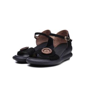 China S358 Direct Selling Leather Women Sandals 2020 Summer New Products Women'S Shoes Summer Trend Open Toe Fashion Platform factory