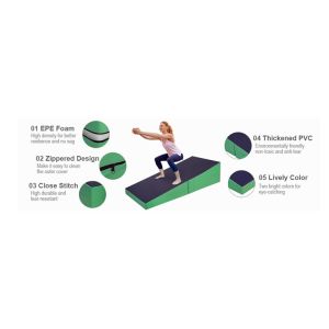 Folding Gym Mat Zipper Seal Tumbling Exercise 34"X24"X14" Foldable Incline Gym