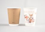 Kraft Brown Double Walled Paper Coffee Cups Heat Resistant For Bakeries