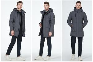 China Regular Fit Mens Long Parka Dark Gray Men'S Packable Down Jacket With Many Pockets factory
