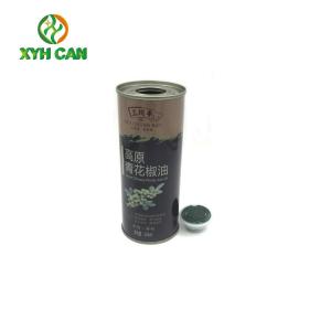 China Size 250ml Glossy Lamination Printing Slim Recyclable Metal Round Tin Box for Sesame oil factory