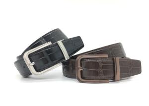 China Men Reversible Buckle Belt Croc Pattern Leather , Curved Dress Strap factory